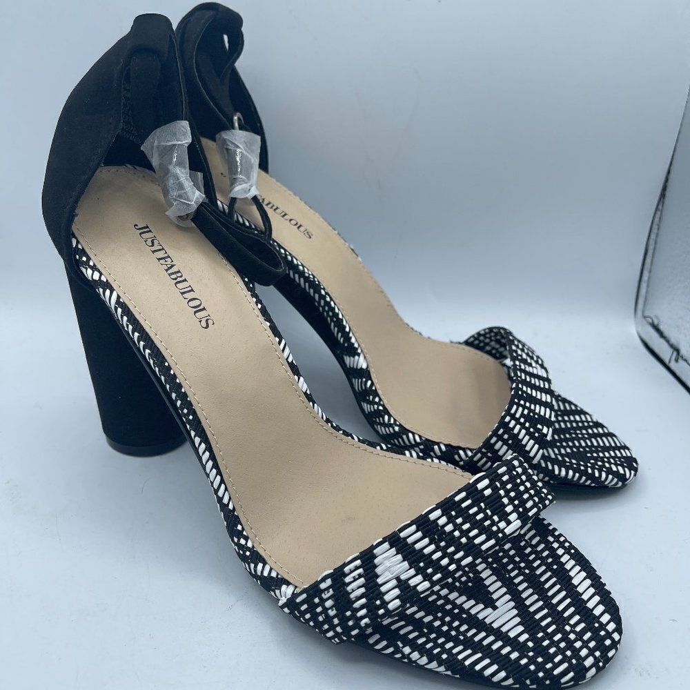 Salona Cylinder Platform Black White Heels 8.5